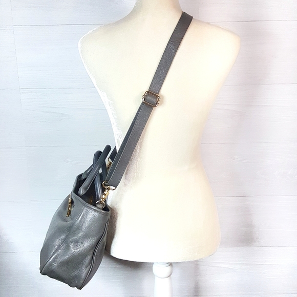 Tory Burch Leather Horsebit Satchel Crossbody Handbag Gray - Picture 12 of 16